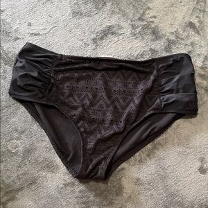 OP Black Crochet-Panel Bikini Bottoms